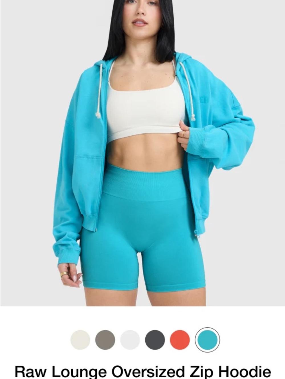 ONER ACTIVE RAW LOUNGE Oversized Zip Hoodie - AQUA